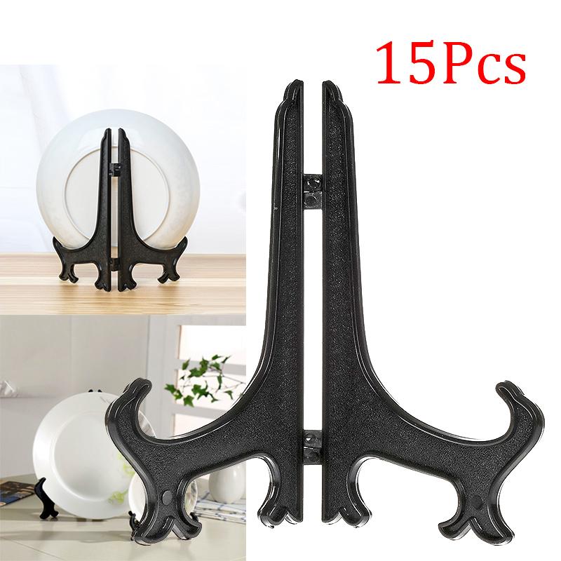 6inch Black 24pcs/Set Plastic Easels Plate Display Stands Picture Frame Stand Holder 