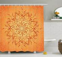 Lotus Bath Curtain แอฟริกันชนเผ่า Sun Ombre ผล Mandala ตัวอักษรไอคอนวัฒนธรรมการพิมพ์ม่านอาบน้ำ 180 * 180 ซม