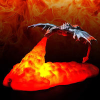 3D Printed Light Fire Breathing Dragon Rocket Shape Lamp Creative Night Light Kids Bedroom USB Charging Decor Lamp Soft Light