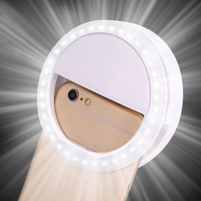 คลิปหนีบแหวนส่องสว่างหลอดไฟเซลฟี่โทรศัพท์มือถือแบบพกพาน้ำหนักเบาแหวนแฟลชสำหรับ iPhone 8 7 6 Plus สำหรับ Samsung อเนกประสงค์
