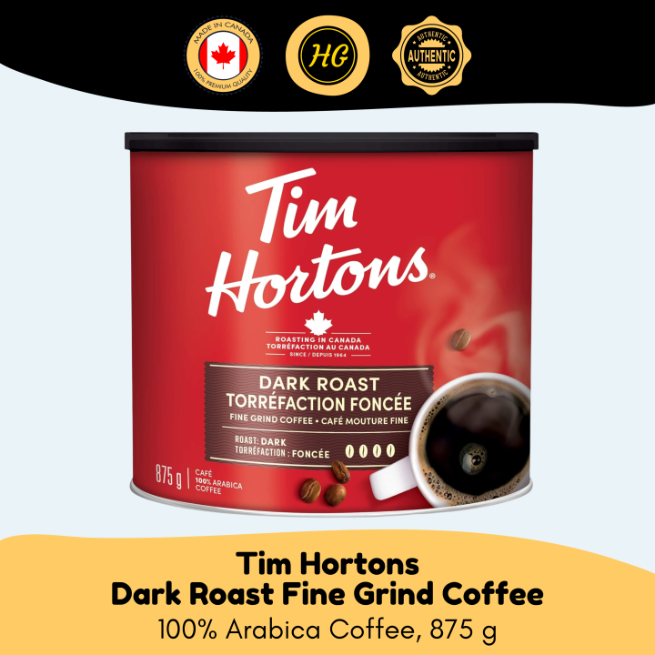 Tim Hortons Ground Coffee Dark Roast 100 Arabica 875g (Imported From