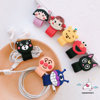 สายรัดที่เก็บจัดระเบียบลวดหูฟังการ์ตูนน่ารักกระสวยเก็บสายเคเบิ้ล USB ตัวป้องกันสายข้อมูล