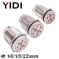 ✖◈✴ 12mm 19mm 22mm LED Laute Intermittierende Blinkende Warn Licht Summer 12V 24V 110V 220V Mini Rot Lampe Alarm Edelstahl Metall