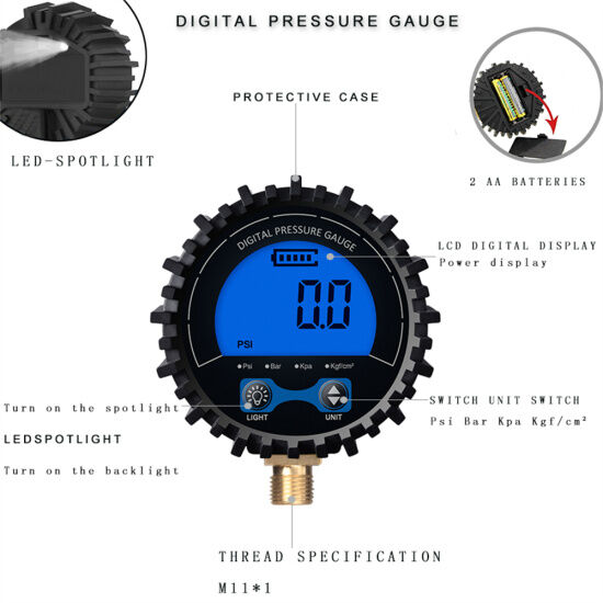 Đồng hồ đo áp suất lốp hiển thị áp suất kỹ thuật số lcd cho xe hơi đồng hồ - ảnh sản phẩm 6