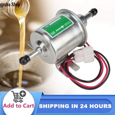 gpuha Shop Universal 24V Car Universal Fuel Pump Boat Electric Fuel Pump In-line Filter Petrol Diesel Replacement Silver Silver