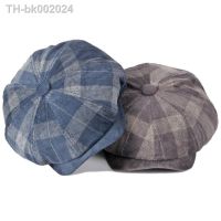 ✁ HT3853 Berets Spring Autumn Men Women Cap Male Female Artist Painter Beret Hat Ivy Flat Beret Cap Plaid Octagonal Newsboy Cap