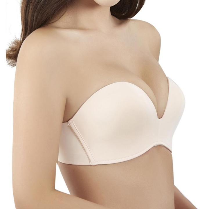 Plus Size Non Slip Strapless Push Up Bra With Steel Ring And Big