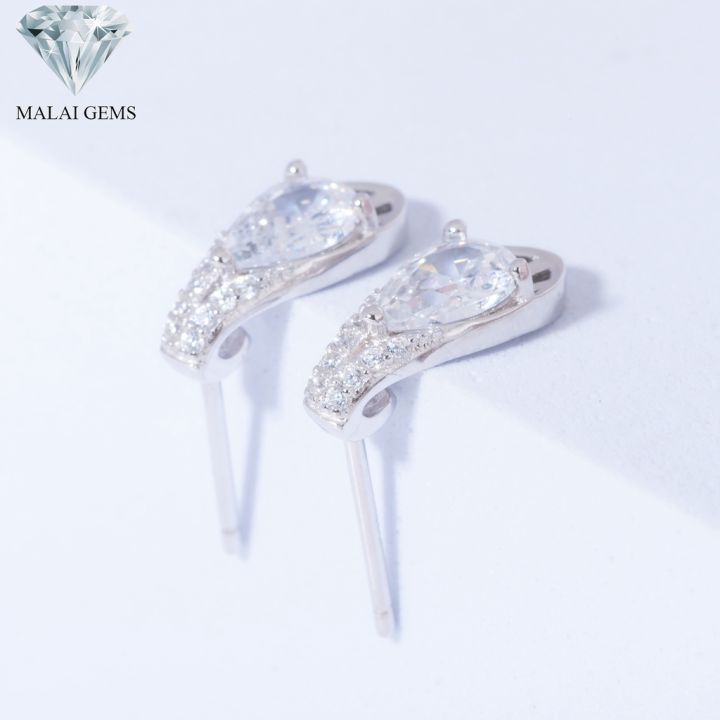 malai-gems-ต่างหูเพชร-เงินแท้-silver-925-เพชรสวิส-cz-เคลือบทองคำขาว-รุ่น-155-e016-68-แถมกล่อง-ต่างหูcz-ต่างหูเงินแท้