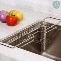 Stainless Steel Sink Organizer Sponge Holder ตะแกรงใส่ฟองน้ำ ตะแกรงสแตนเลส แท่นวางฟองน้ำ ชั้นวางของสแตนเลสในครัว ซิงค์ล้างจาน