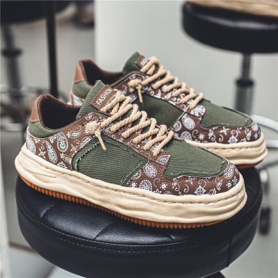 Spring Autumn New Trend Board Shoes Casual Sports Shoes Fashion Mens Sports Print Lace Up Platform Shoes Low Top Canvas Shoes