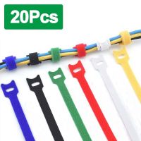 20Pcs Nylon Buckle Hook Loop Strap Adjustable Data Cable Tie Self-Adhesive Fastener Tape Wire Organizer Strong Cable Ties Cable Management