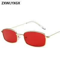 2023 New Small Rectangle Retro Sunglasses Men Brand Designer Red Metal Frame Clear Lens Sun Glasses Women Unisex UV400