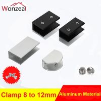 Glass Clamp 8-12mm Space Aluminum Square Brackets Holder Bracket Clip Shelf Support Semicircle Rectangle Black Silver/Black