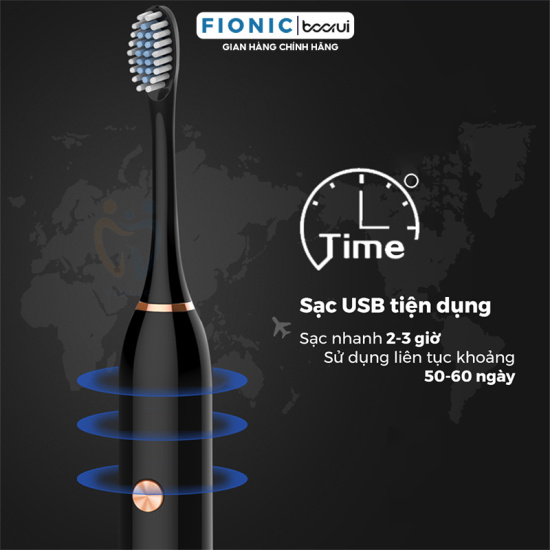 Bàn chải điện tự động fionic boorui et10 công nghệ sóng âm sonic trắng - ảnh sản phẩm 6