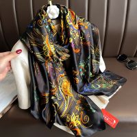 【CW】 2023 Ladies 180X90CM Scarves Silk Fashion Neckerchief Luxury Print Shawls New Beach