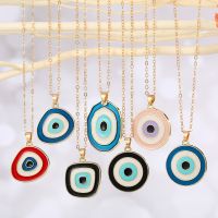 1 PC Round Irregular Eye Necklace For Women Gift Jewelry Fashion Vintage Colorful Metal Geometric Necklace Clavicle Chain N369-9