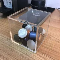 Acrylic Capsule Coffee Storage Box Holder Transparent Dustproof Case with Lid Transparent Plastic Box