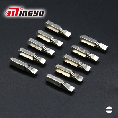 10pcs Slotted Screwdriver Bit Set 5.5 Chrome Vanadium Steel Flat Head Slotted Tip Hand Tools Nozzles for Screw Drivers Bits