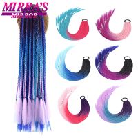 24 Inch Ponytail Hair Braided Ornament  2Pcs/Lot Gradient Color Elatric Hair Band Cute Kids Rubber Bands Ponytail Accessories Wig  Hair Extensions  Pa