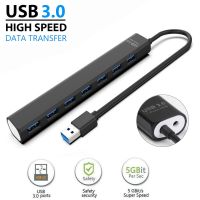 OKDEALS ตัวขยาย USB สำหรับโอนย้ายข้อมูลภายนอกความเร็วสูงแบบมืออาชีพตัวแยก4/7พอร์ตไฟ LED แยกสวิทช์ไฟ USB ฮับ3.0