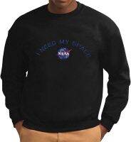 Mens NASA I Need My Space Insignia Embroidered Crewneck Sweatshirt - Black - M