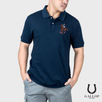 GALLOP : PIQUE POLO SHIRTS เสื้อโปโล ผ้าปิเก้ สีพื้น รุ่น GPP9000 สี NAVY - กรม / ราคาปกติ 1290.-