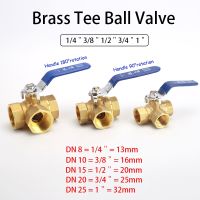 Brass Ball Valve 3-way 1/4 3/8 1/2 3/4 1 BSP Female 90/180 Degree T type Tee Ball Valve Connector Water Oil Gas Pipe Fittings