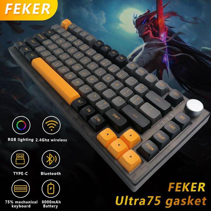 FEKER IK75 Ultra Pro Mechanical Keyboard Gateron Panda Switch PBT