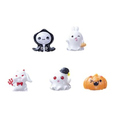 Car Dashboard Ornament Halloween Pumpkin Ghost Resin Craft Auto Interior Decoration Ornaments Car Dashboard Decoration Set 5Pcs Desk Ornaments workable