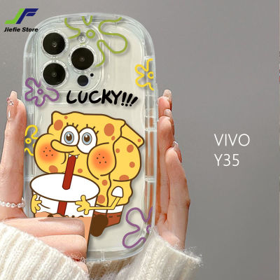 JieFie เคสโทรศัพท์การ์ตูน SpongeBob สำหรับ VIVO Y35น่ารักพายดาวดื่มสบู่ชานมเคสโทรศัพท์กันกระแทก TPU