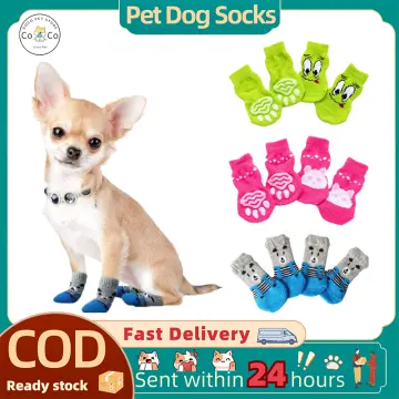 4 PCS Anti Slip Dog Socks, Dog Claw Socks, Pet Paw Protector Dog