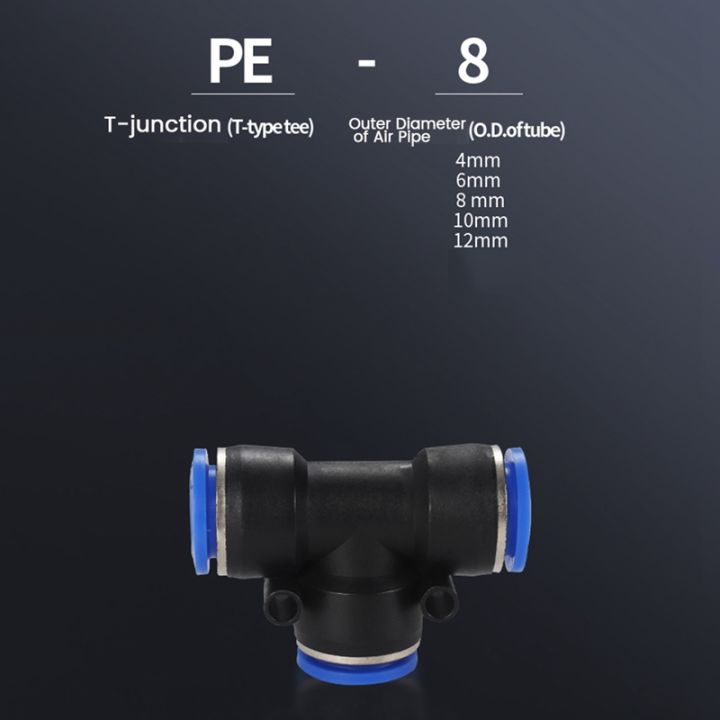 100pcs-pe-pneumatic-fittings-fitting-plastic-t-type-3-way-for-4mm-6mm-8mm-10mm-tee-tube-quick-connector-lock