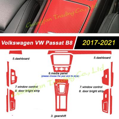 For Volkswagen VW Passat B8 17-21 Car-Styling 3D5D Carbon Fiber Car Interior Center Console Color Change Molding Sticker Decals