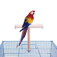 Pet Bird Wood Perch Toys Parrot Stand Toy Covering With  Rope Climbing Bar Paw Grinding Toy Cage Accessories Bird Supplies