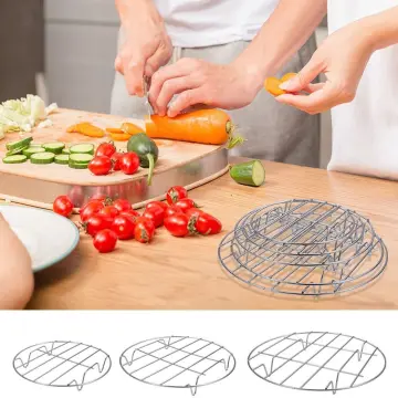 3-layers Air Fryer Rack Stackable Grid Grilling Rack Stainless Steel  Anti-corrosion Baking Tray for Kitchen Oven Steamer Cooker