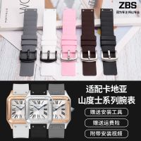 Silicone strap suitable for Cartier Santos Santos 100 watch strap mens waterproof bracelet accessories 【JYUE】