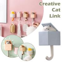 Creative Cat Hook Strong Traceless Perforated Coat Crochet Dormitory Sticky Hat Hook Door And Behind Hanging Clothes Cute Hook K5J4