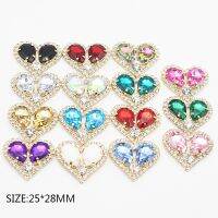 10PCS25 * 28MM Fashionable New Love Gold Metal Rhinestone Acrylic for Clothing Decoration  Wedding Scene Decoration  Handicraft Haberdashery