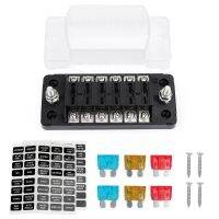 Areyourshop 12V 24V 32V 6 Way Blade Fuse Box Holder With Negative Pole Kit For Car Boat Marine Van 32V Fuses Accessories