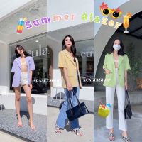 Blazer Oversized สูทแขนสั้น ดีเทลกระดุมไม้ 2 เม็ด ให้ลุคสาวเกาหลี✨??พร้อมส่ง