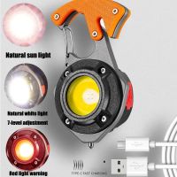 Portable Edc Flashlight Keychain Light Multifunctional Mini Lantern Type-c Rechargeable Window Break Belt Cutter For Emergency Rechargeable  Flashligh