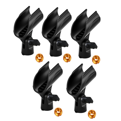5 Pcs Universal Microphone Clip For Mic Stand, With 5/8In Male To 3/8In Female Screw Adapter