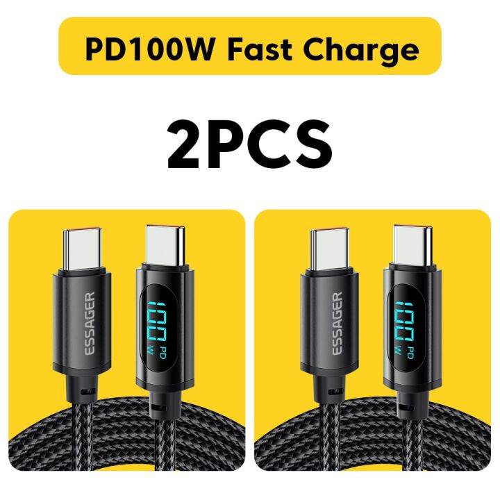 essager-2pcs-100w-usb-type-c-to-usb-c-cable-display-5a-fast-charging-usb-c-data-cord-for-huawei-samsung-s22-poco-f3-laptop-ipad-docks-hargers-docks-ch