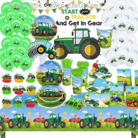 【CW】﹍✱  Theme Happy Birthday Disposable Tableware Set Plate Cup Tractor Kids Boys Decoration