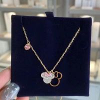 Swarovski Outlet Gold Minnie Necklace Womens Elements Crystal Childlike Mickey Mouse Clavicle Chain 【SSY】