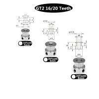 อะไหล่อะลูมิเนียม20ชิ้นสำหรับเครื่องพิมพ์ GT2ลูกรอกอุปกรณ์ตั้งเวลาสำหรับฟัน5มม./8มม. GT2-6mm ฟัน20ซี่3D พอดีกับวงจรไฟฟ้าและชิ้นส่วนไฟฟ้า