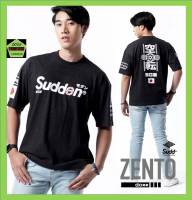 Sudd เสื้อคอกลมชาย ทรง oversize รุ่น Zento สีทอปดำ