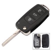 Jingyuqin 10Pcs 2/3/4/5 Button Folding Remote Key Shell For VW Tiguan Golf Sagitar Polo MK6 Touareg SEAT Flip Case Fob