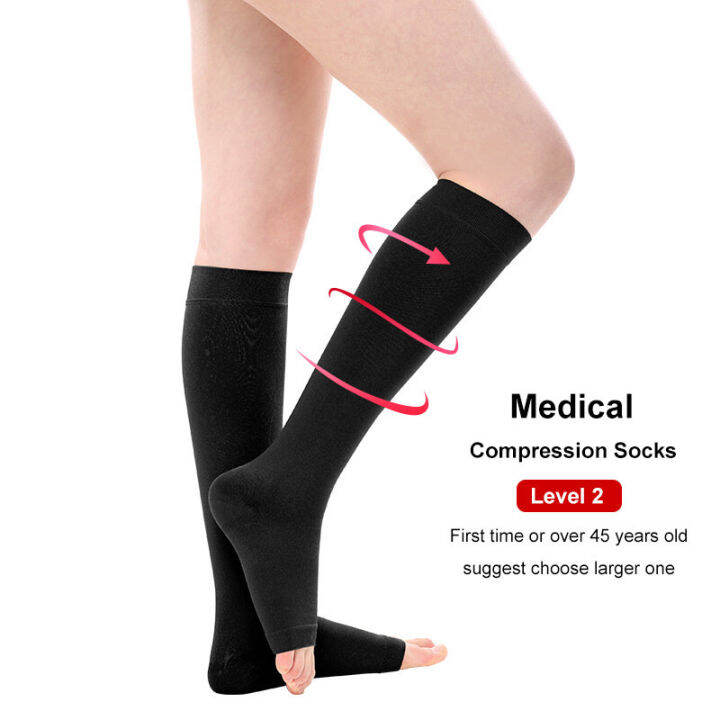 1 Pair Medical Calf Compression Socks Level 2 Elastic Varicose Vein