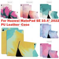 สำหรับ Huawei MatePad SE 10.4 "2022 AGS5-L09 AGS5-W09เด็กการ์ตูนน่ารักสีน้ำการออกแบบลวดลายแท็บเล็ตกันกระแทกฝาครอบเคสฝาพับหนัง PU